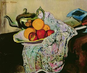 Ainda vida com bule e fruta